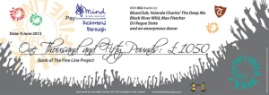 The Fine Line Project cheque for Mind designed by Patrick Barthes